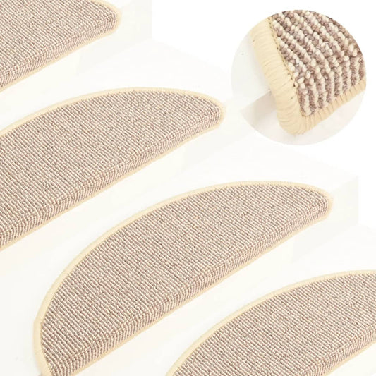 Tapis de marches 15 pces 56x17x3 cm Blanc et Brun Semi-rond