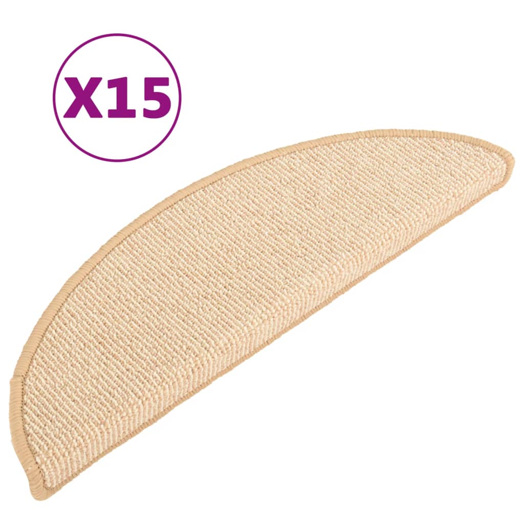 Marches d'escalier 15 pces 56x17x3 cm Crème Semi-ronde