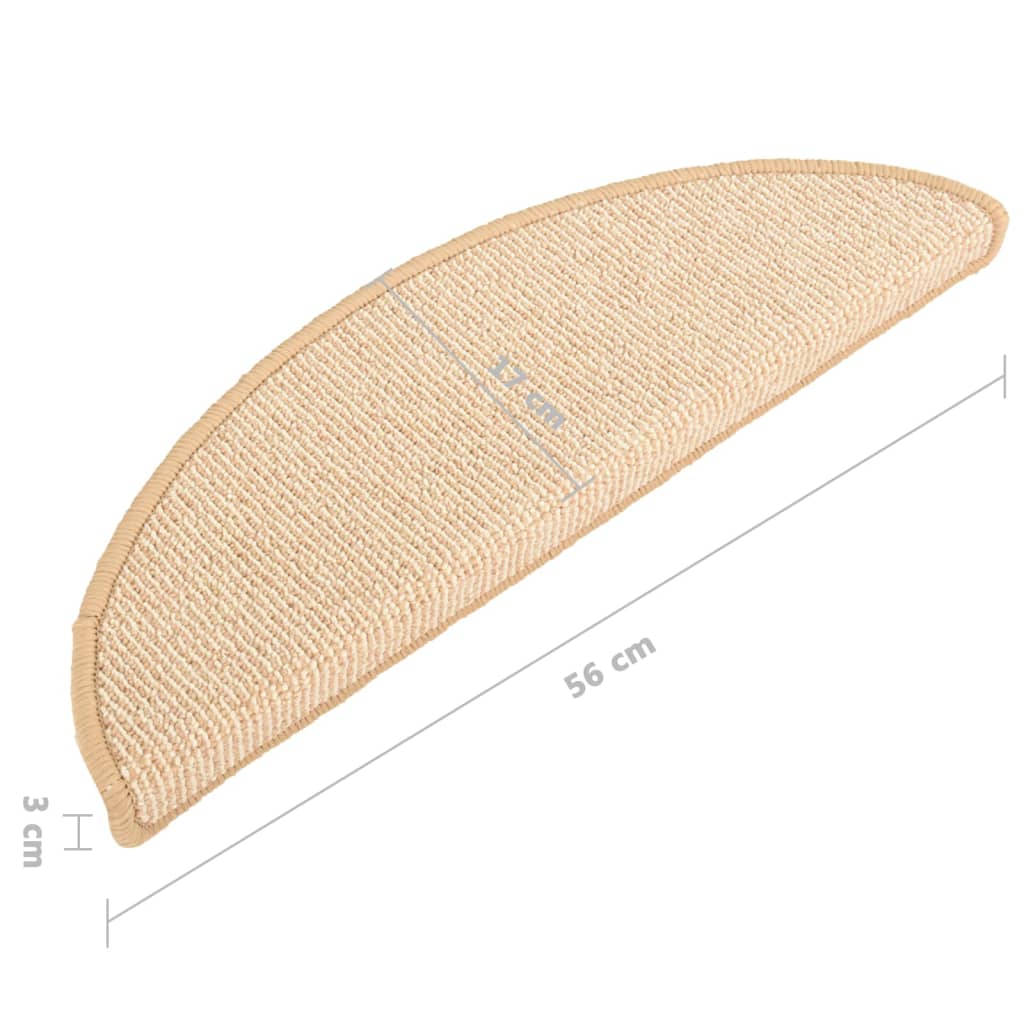 Marches d'escalier 15 pces 56x17x3 cm Crème Semi-ronde