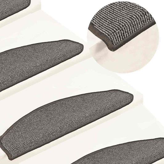 Stair Mats 15 pcs. 65x21x4 cm Grey Semi-Circular Large