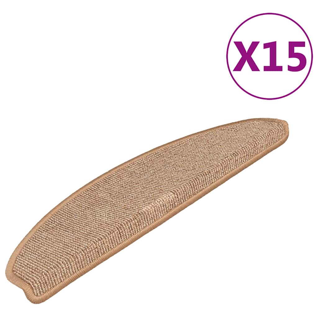 Stair Mats 15 pcs. 65x21x4 cm Light Brown Semicircular Large