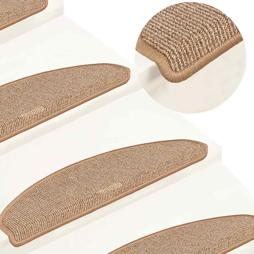 Stair Mats 15 pcs. 65x21x4 cm Light Brown Semicircular Large