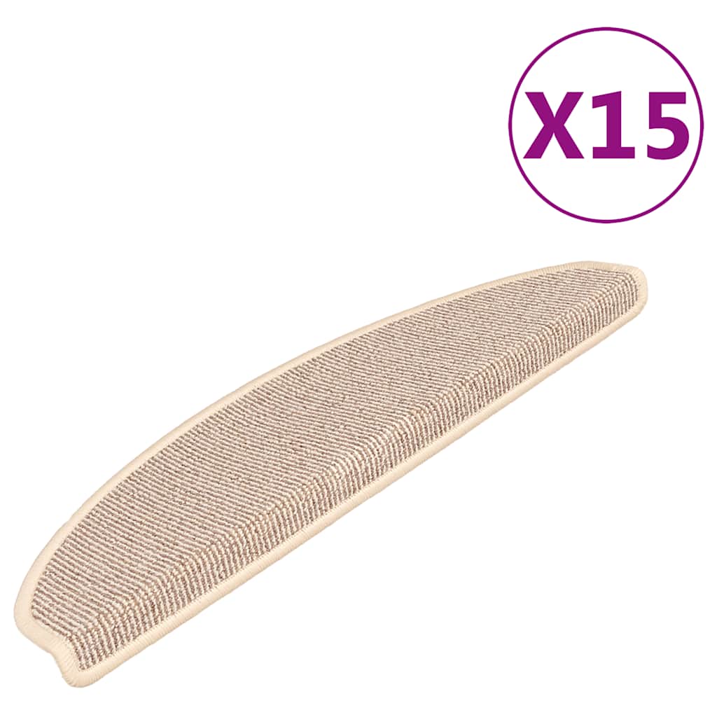 Stair Mats 15 pcs. 65x21x4 cm White and Brown Semi-Circular Large