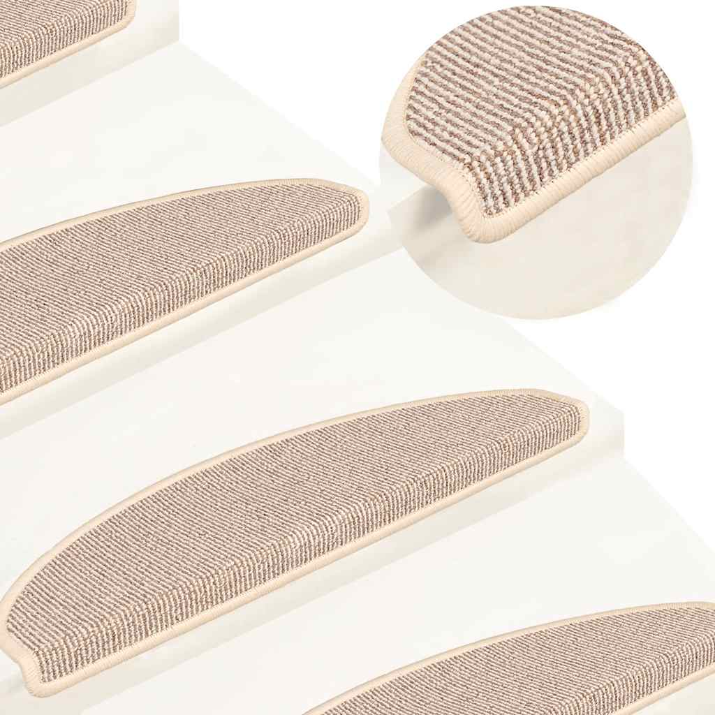 Stair Mats 15 pcs. 65x21x4 cm White and Brown Semi-Circular Large