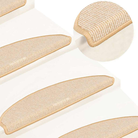Tapis de marches 15 pces 65x21x4 cm Crème Semi-rond Grand
