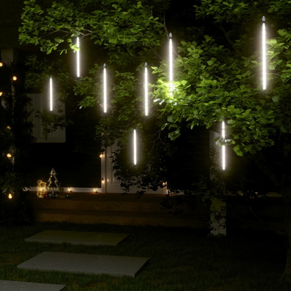 LED Meteor-Lichter 8 Stk. 30 cm Kaltweiß 192 LEDs