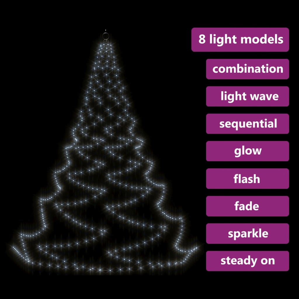 LED Wall Tree with Metal Hook 720 LEDs Cold White 5m Indoor Outdoor