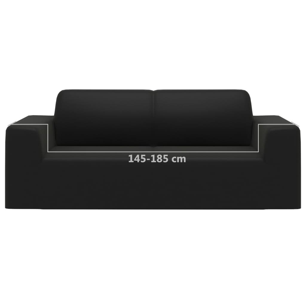 Stretch Sofa Cover 2-Seater Black Polyester Jersey