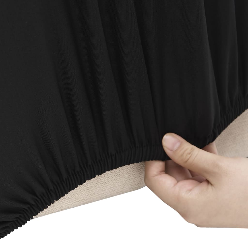 Stretch Sofa Slipcover 4-Seater Black Polyester Jersey