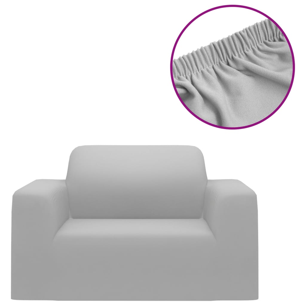 Housse de canapé extensible gris en jersey de polyester