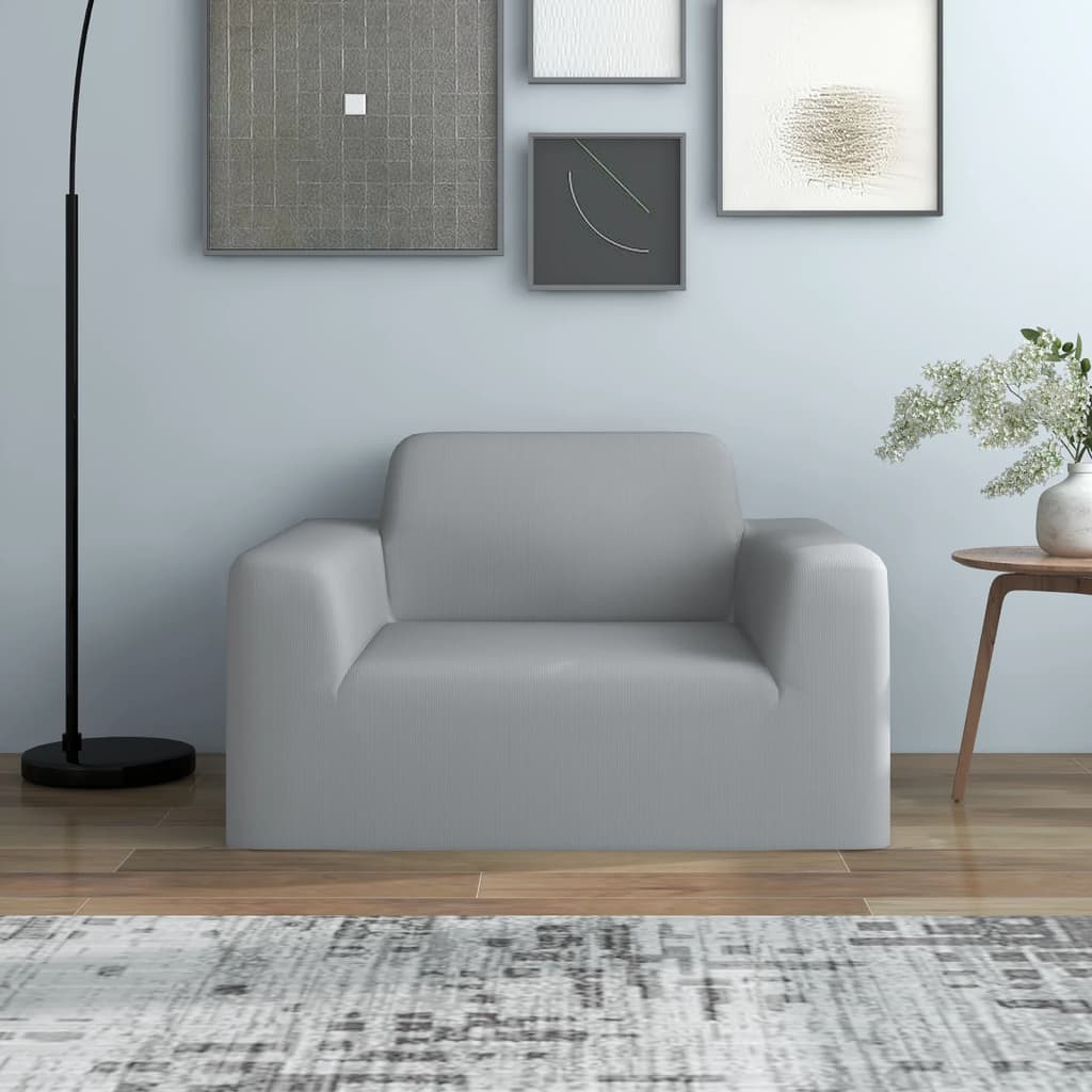 Housse de canapé extensible gris en jersey de polyester