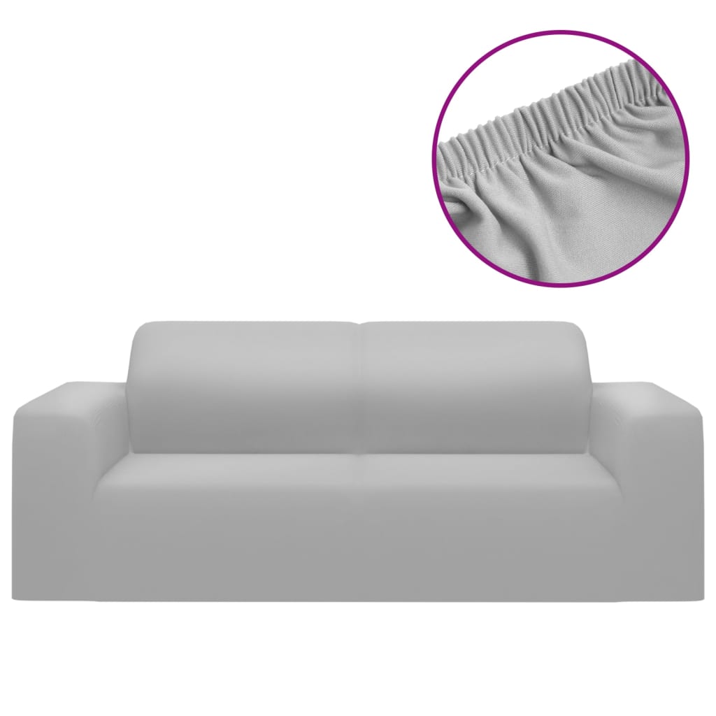 Stretch Sofa Cover 2-Seater Grey Polyester Jersey