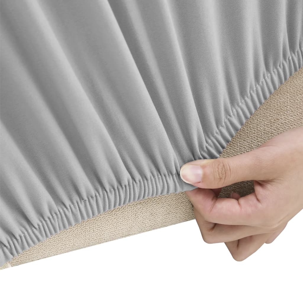 Stretch Sofa Cover 2-Seater Grey Polyester Jersey