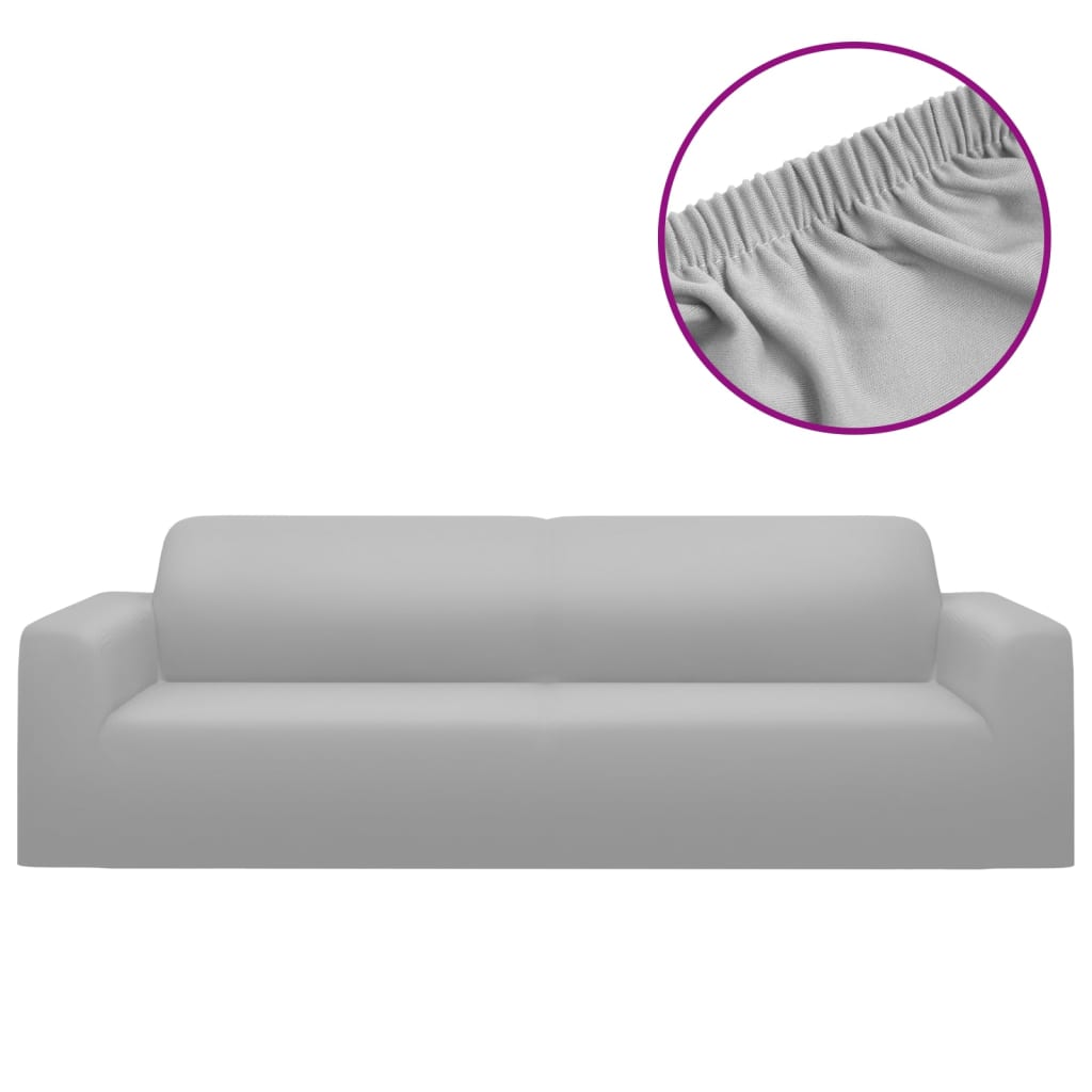 Housse de canapé extensible 3 places gris jersey polyester