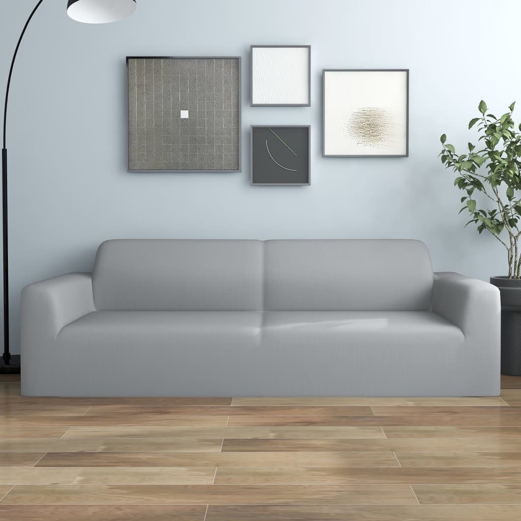 Housse de canapé extensible 3 places gris jersey polyester