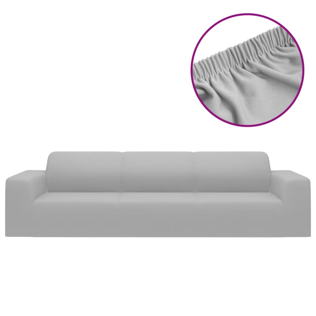 Housse de canapé extensible 4 places gris jersey de polyester