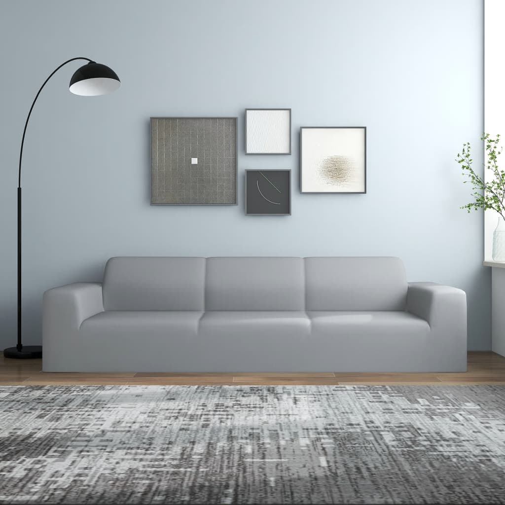 Housse de canapé extensible 4 places gris jersey de polyester
