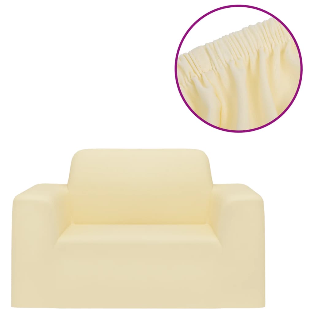 Stretch Sofa Slipcover Cream Polyester-Jersey