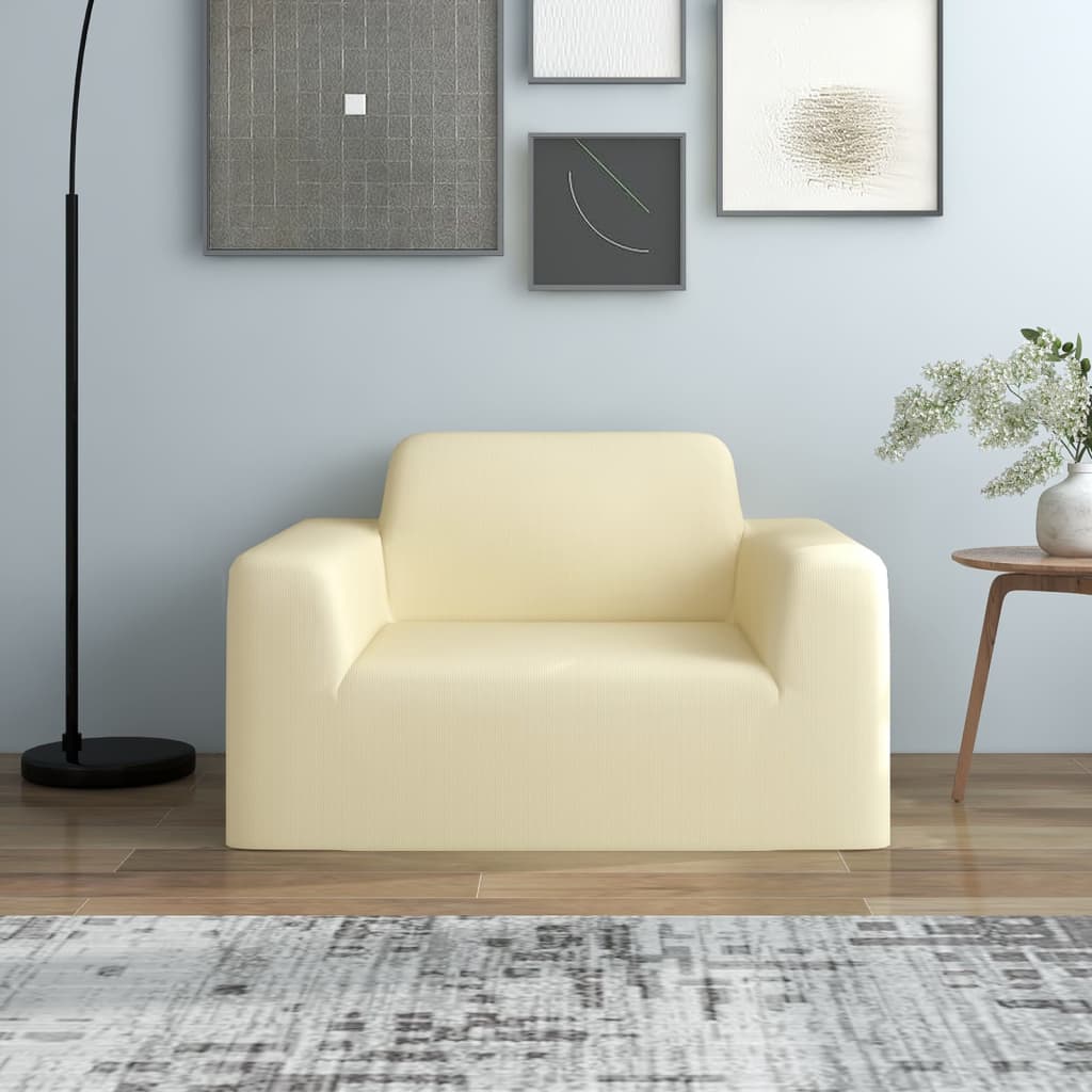 Stretch Sofa Slipcover Cream Polyester-Jersey