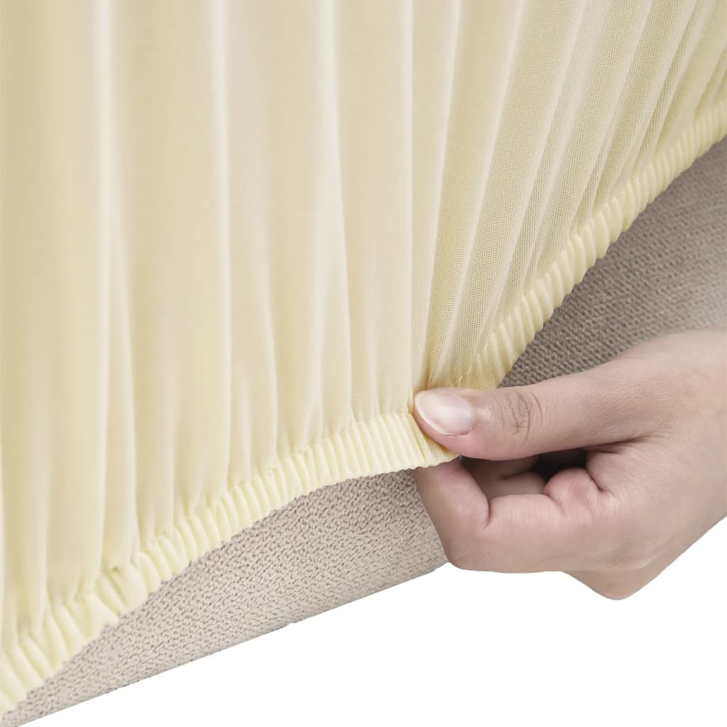 Stretch Sofa Cover 2-Seater Cream Polyester-Jersey
