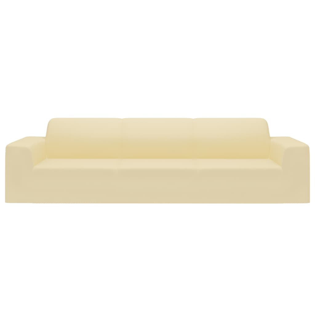 Stretch Sofa Slipcover 4-Seater Cream Polyester-Jersey