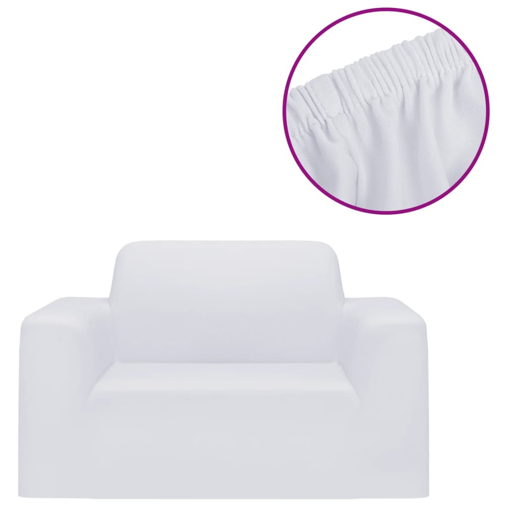 Housse de canapé extensible jersey de polyester blanc