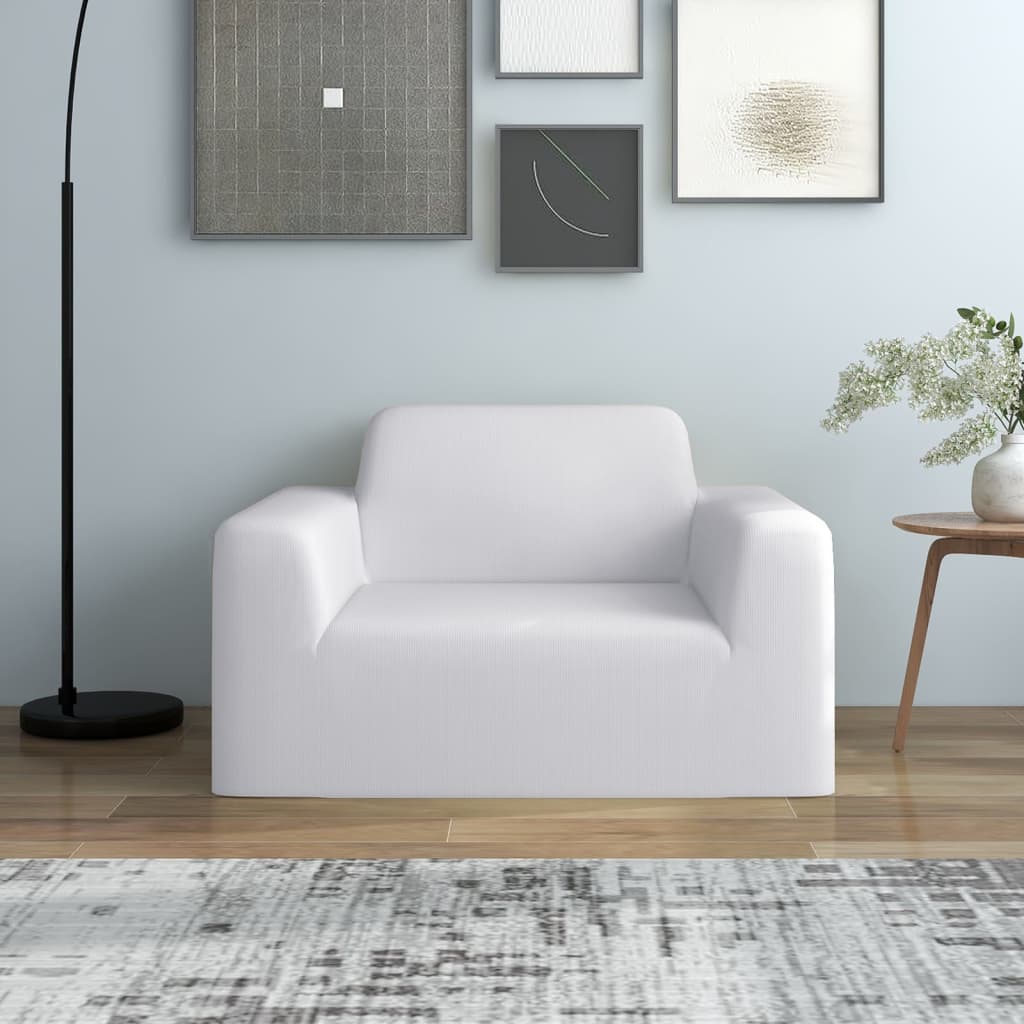 Housse de canapé extensible jersey de polyester blanc