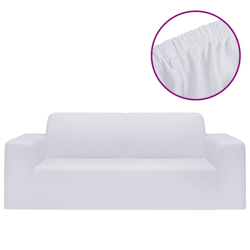 Stretch Sofa Slipcover 2-Seater White Polyester Jersey