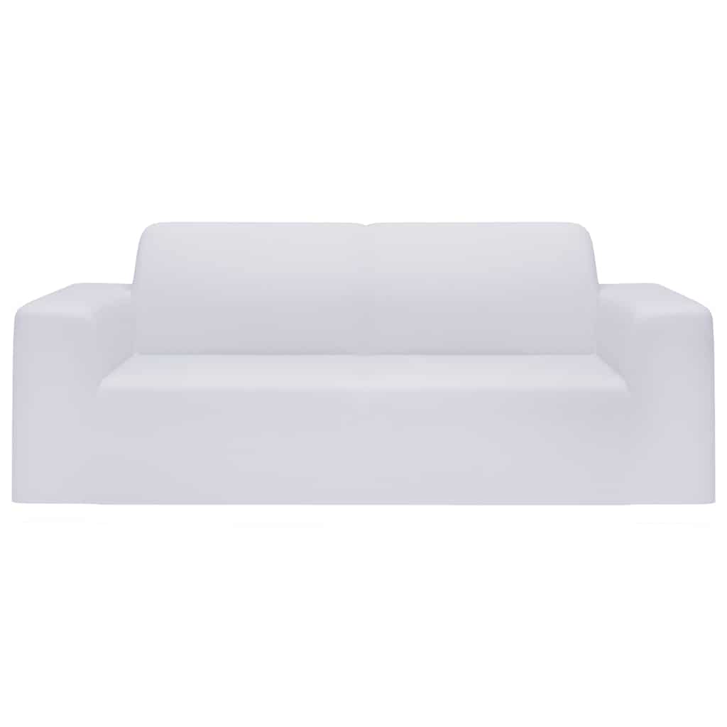 Stretch Sofa Slipcover 2-Seater White Polyester Jersey