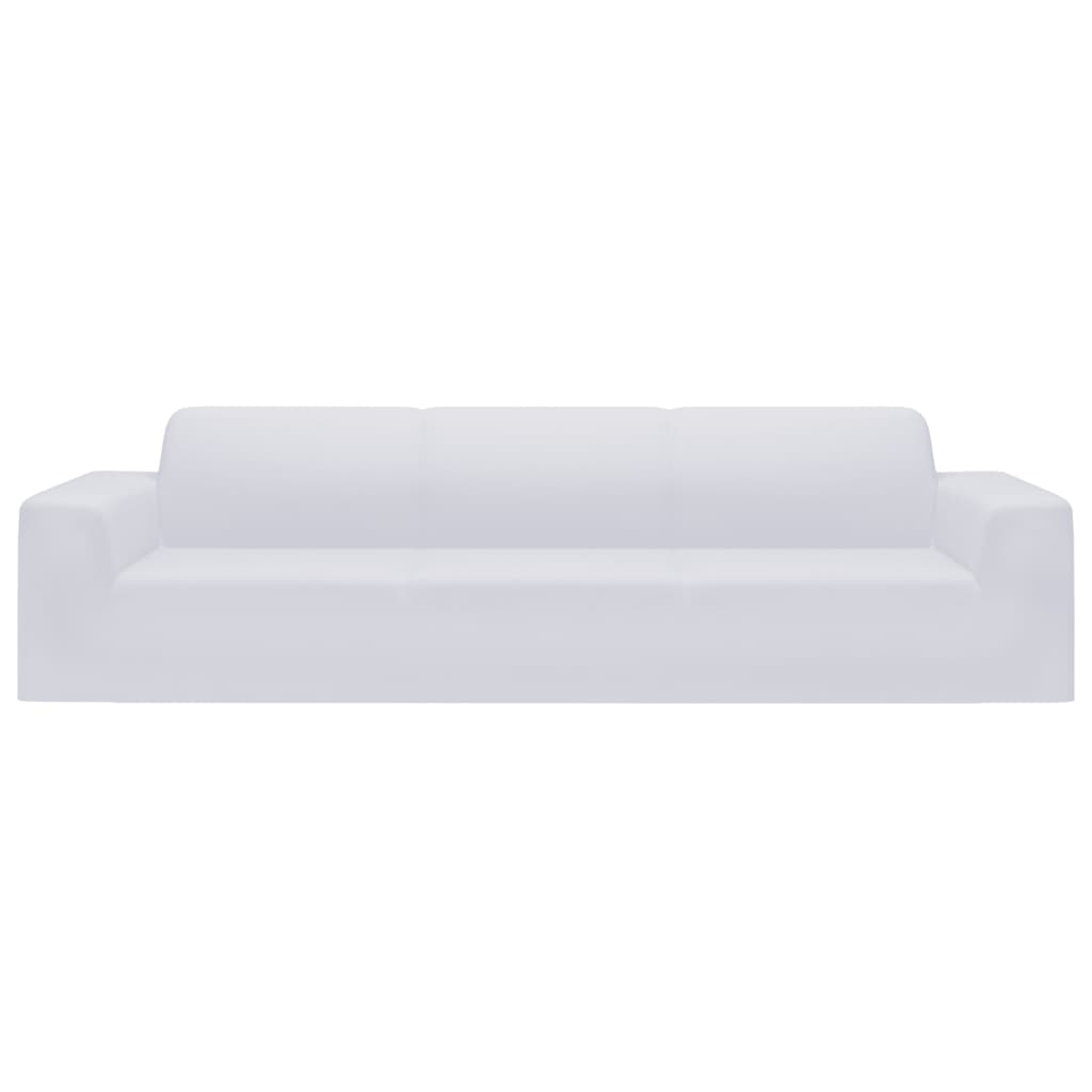 Housse de canapé extensible 4 places en jersey de polyester blanc