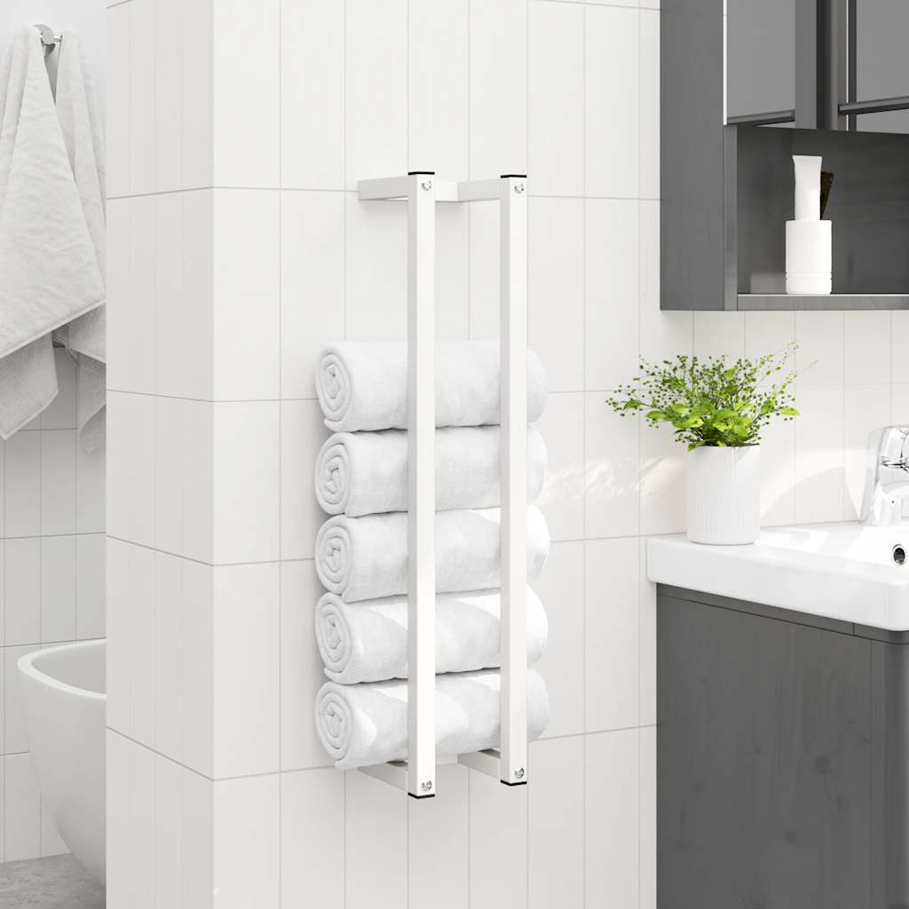Porte-serviettes blanc 12,5x12,5x60 cm acier