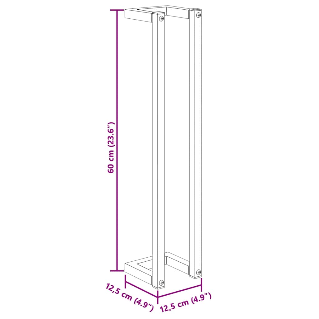 Porte-serviettes blanc 12,5x12,5x60 cm acier