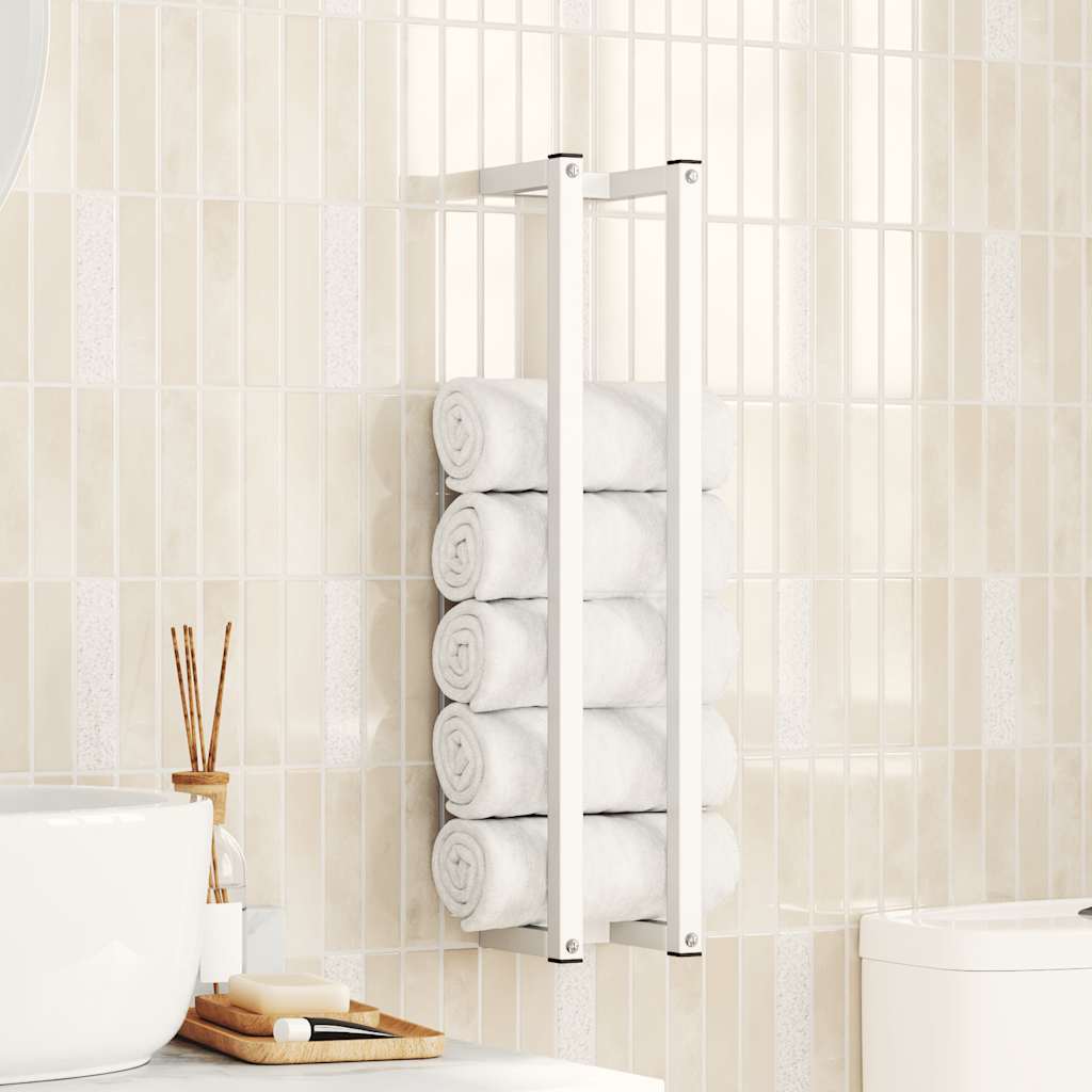 Porte-serviettes blanc 12,5x12,5x60 cm acier