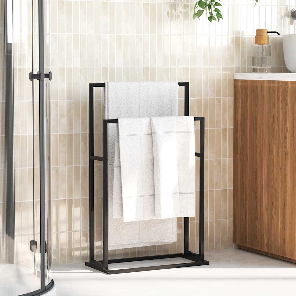 Towel Rack Freestanding Black 48x24x78.5 cm Iron