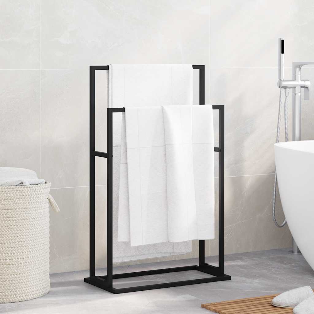 Towel Rack Freestanding Black 48x24x78.5 cm Iron
