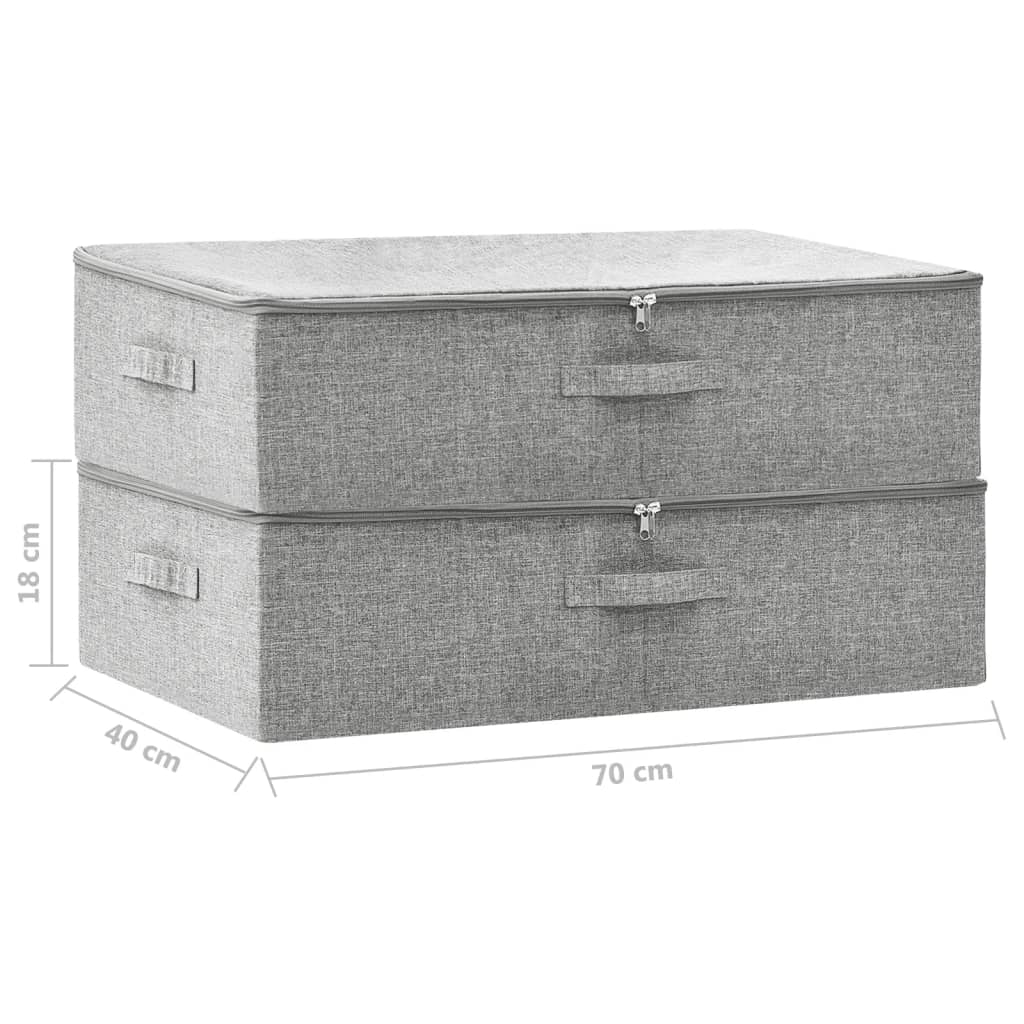 Storage Boxes 2 pcs. Fabric 70x40x18 cm Grey
