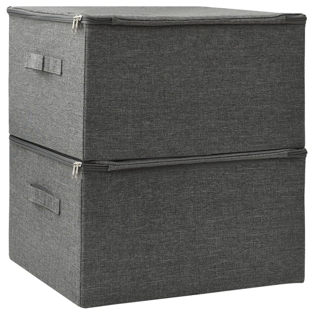 Storage Boxes, 2 pcs, Fabric, 43x34x23 cm, Anthracite
