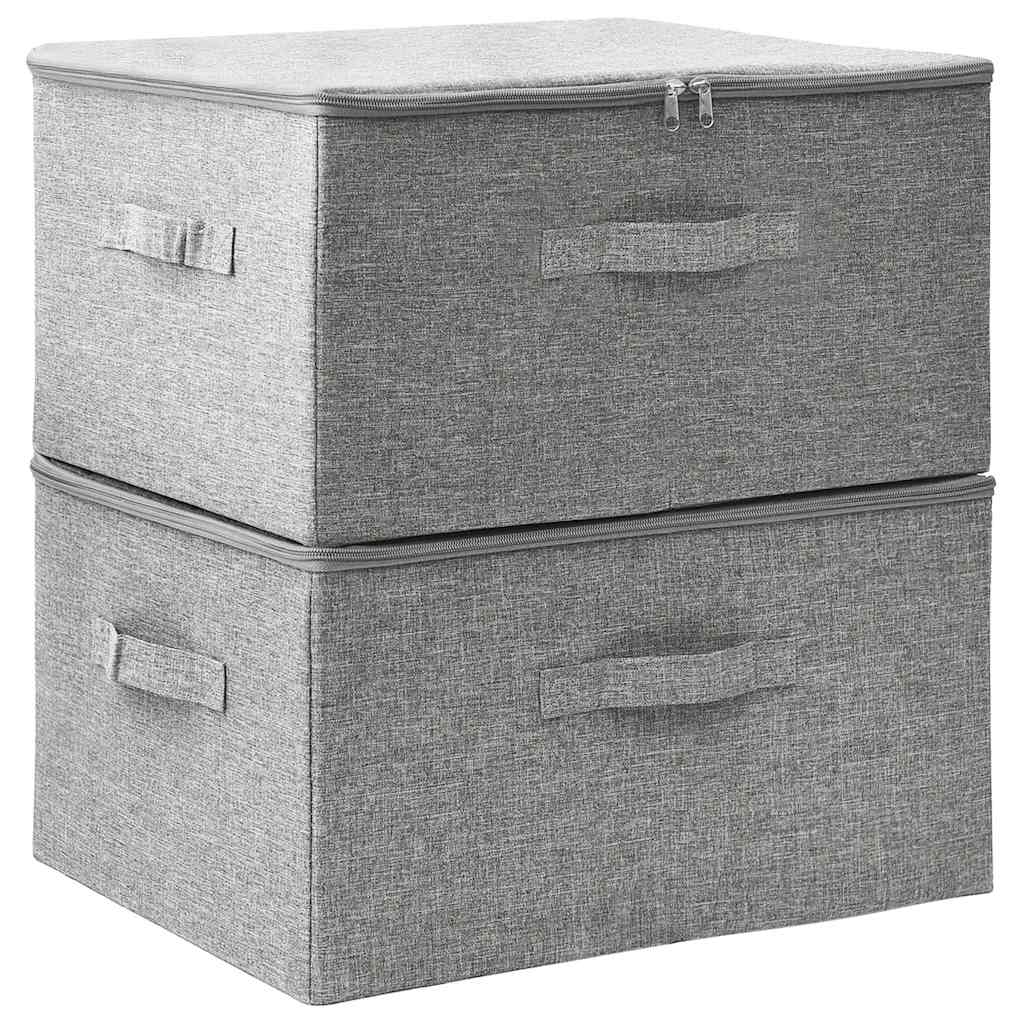 Storage Boxes, 2 pcs, Fabric, 43x34x23 cm, Gray