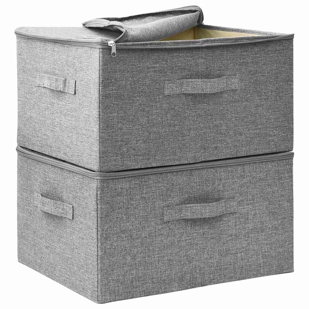 Storage Boxes, 2 pcs, Fabric, 43x34x23 cm, Gray