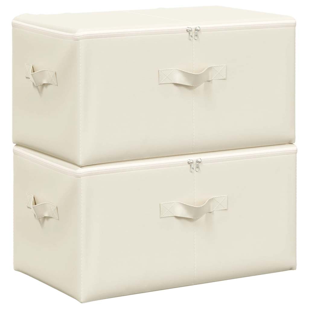 Storage Boxes, 2 pcs, Fabric, 43x34x23 cm, Cream