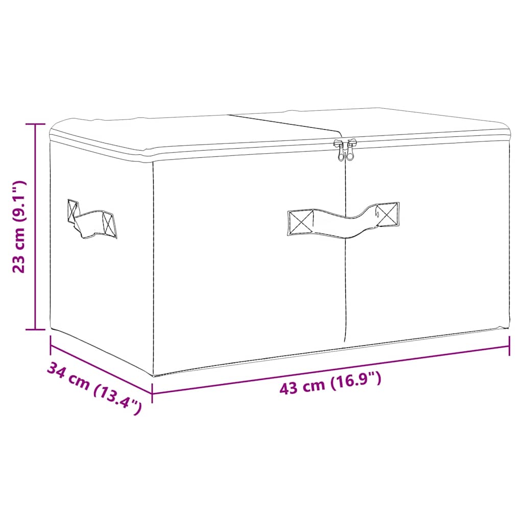 Storage Boxes, 2 pcs, Fabric, 43x34x23 cm, Cream