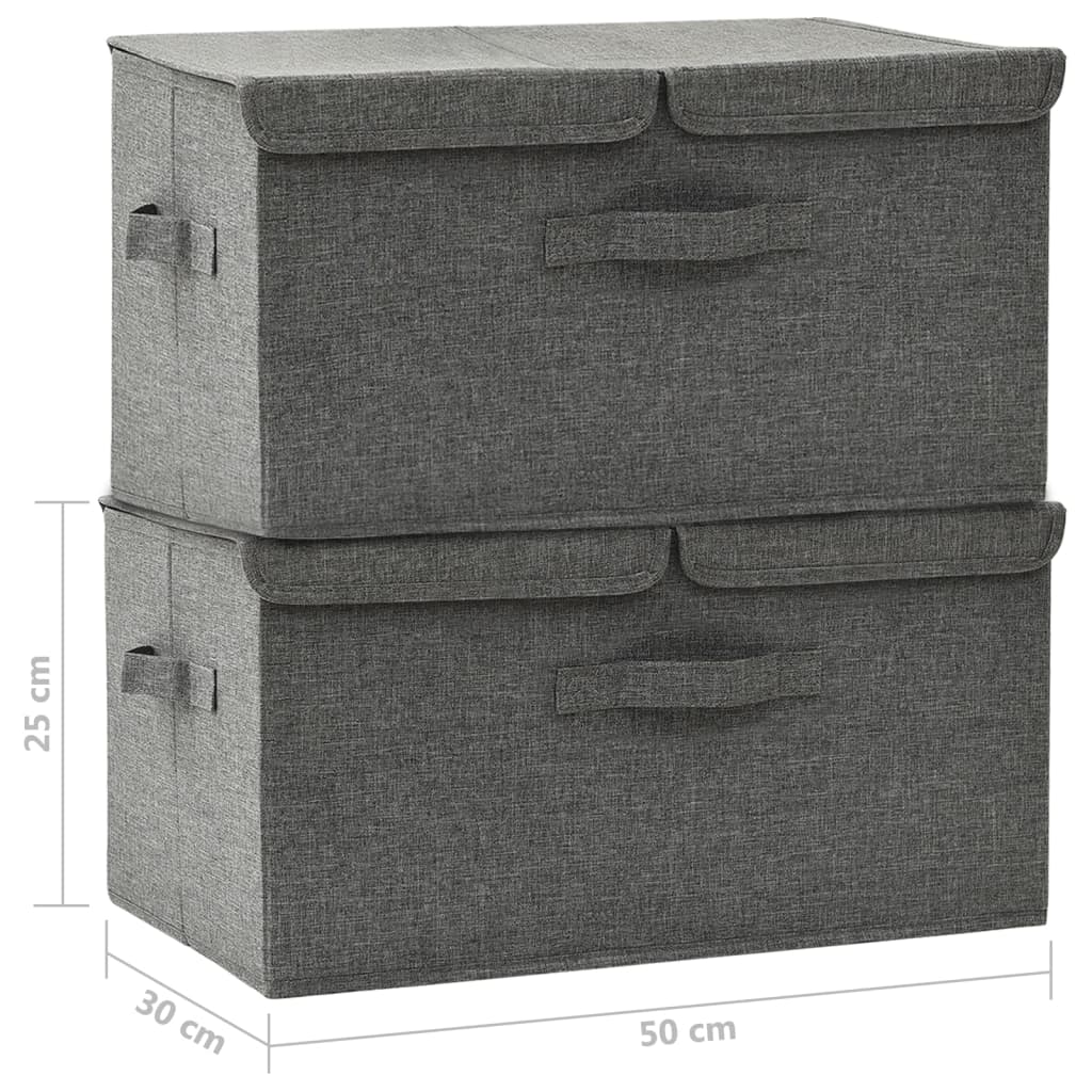 Storage boxes 2 pcs. fabric 50x30x25 cm anthracite