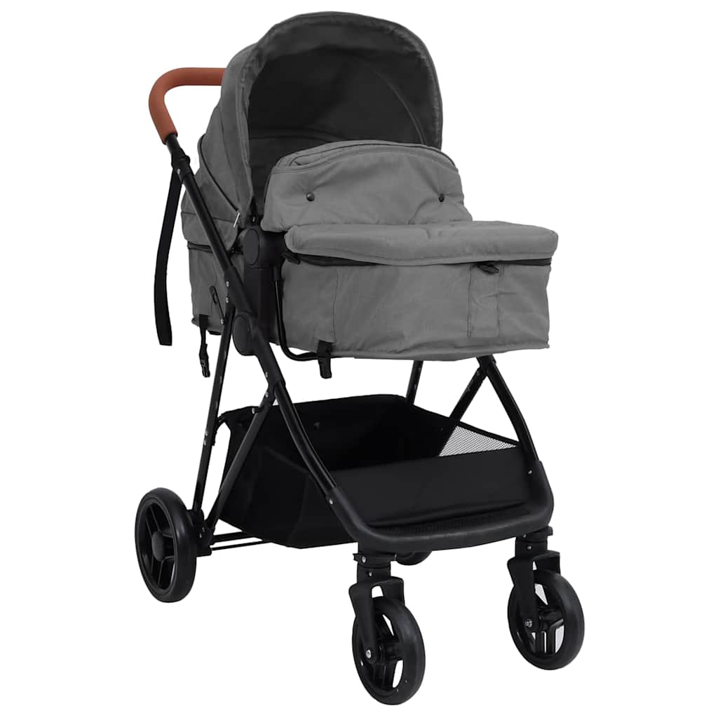 Poussette 3 en 1 Gris clair et noir Acier