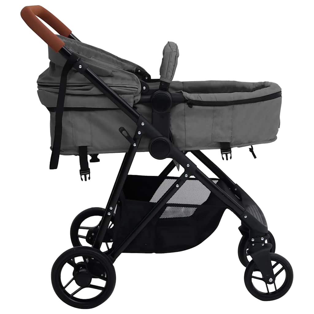 Poussette 3 en 1 Gris clair et noir Acier