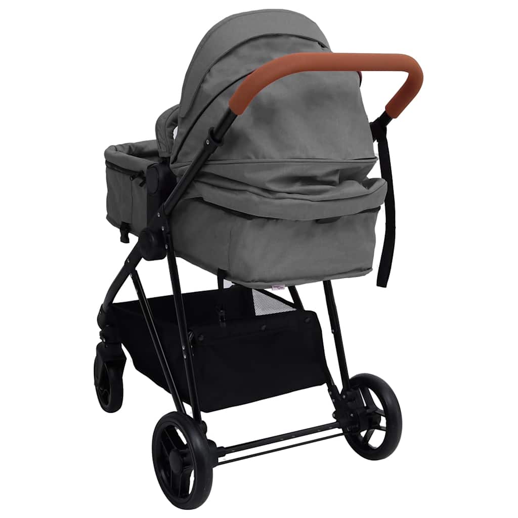 Poussette 3 en 1 Gris clair et noir Acier
