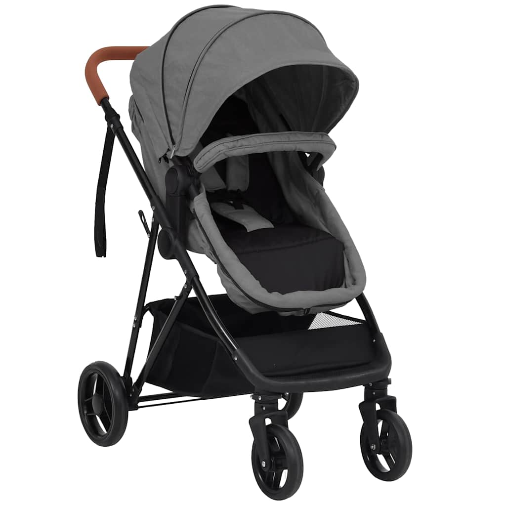 Poussette 2-en-1 Gris clair et Noir Acier