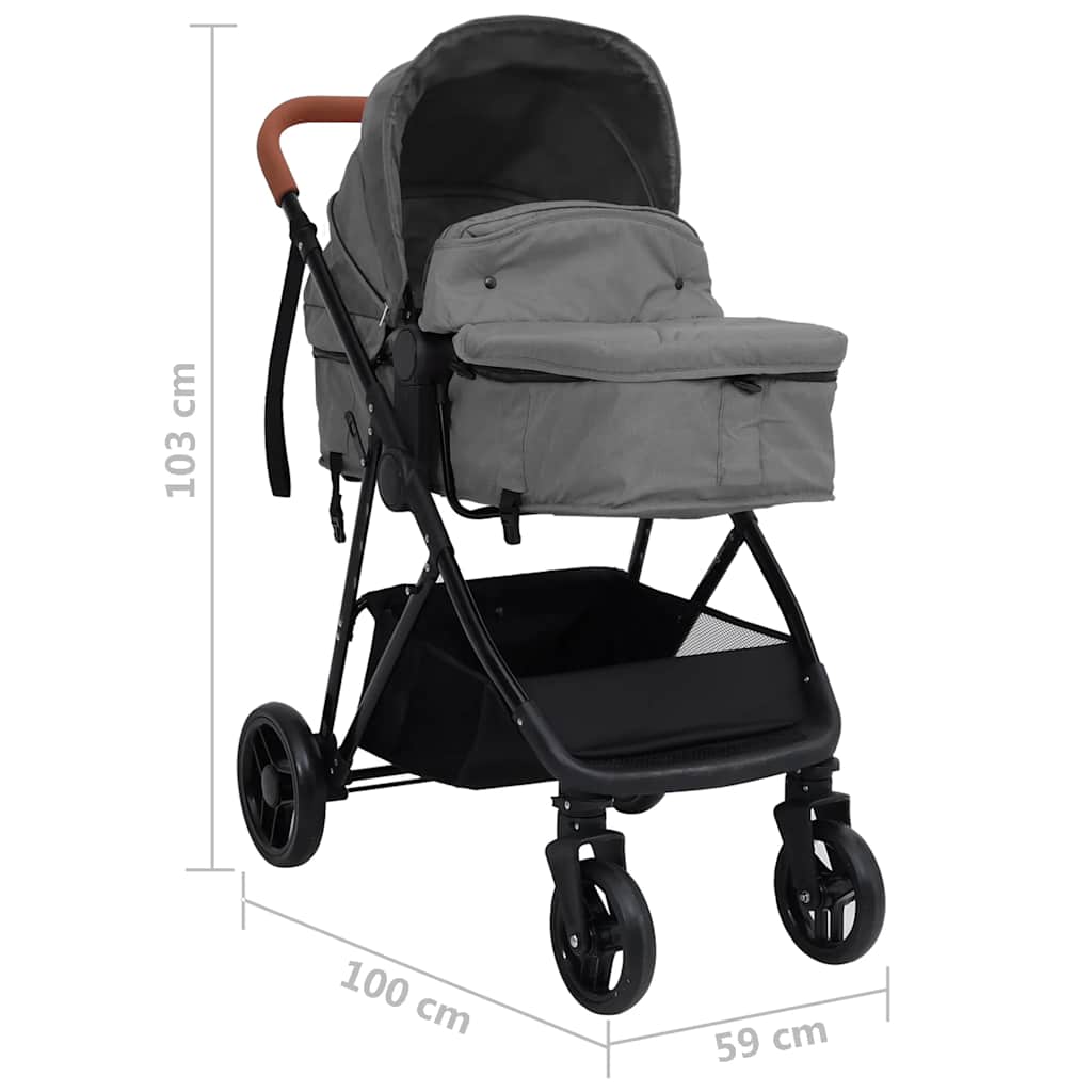 Poussette 2-en-1 Gris clair et Noir Acier