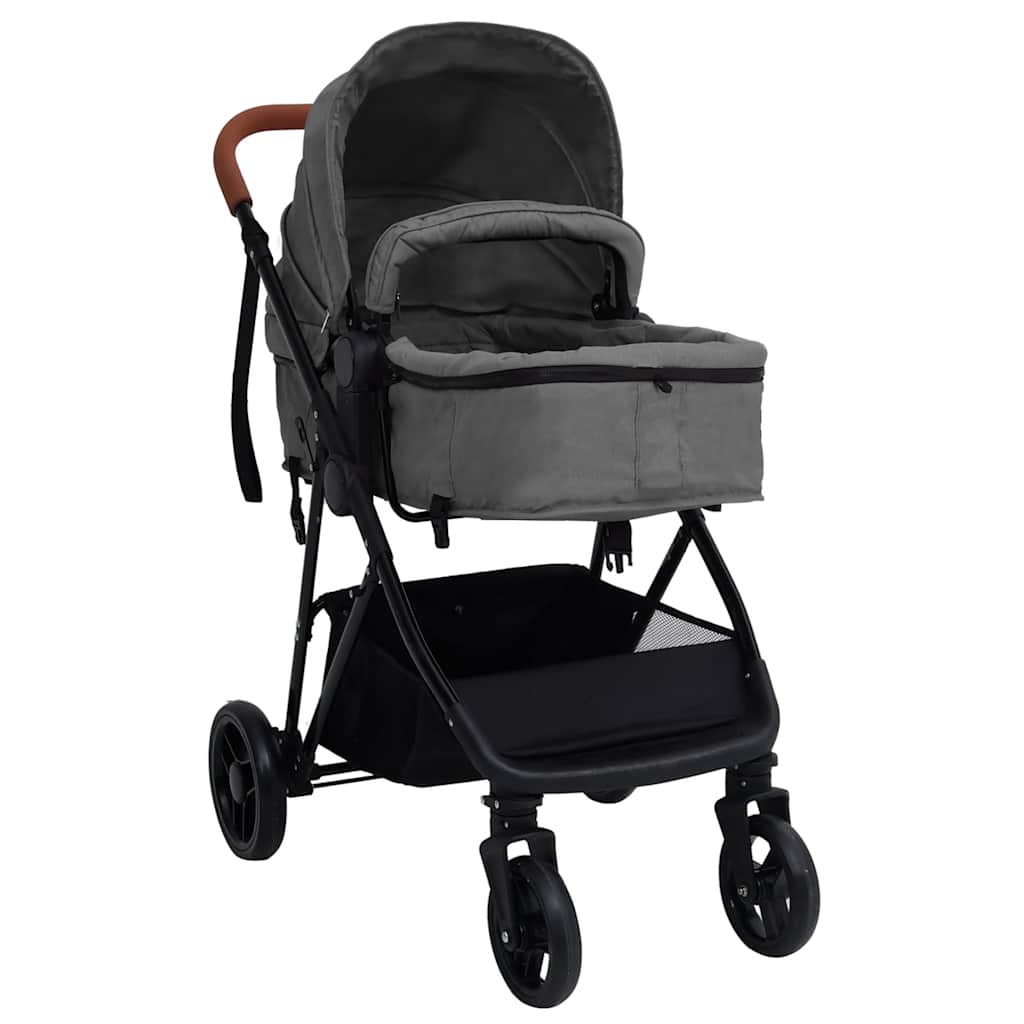 Poussette 2-en-1 Gris clair et Noir Acier