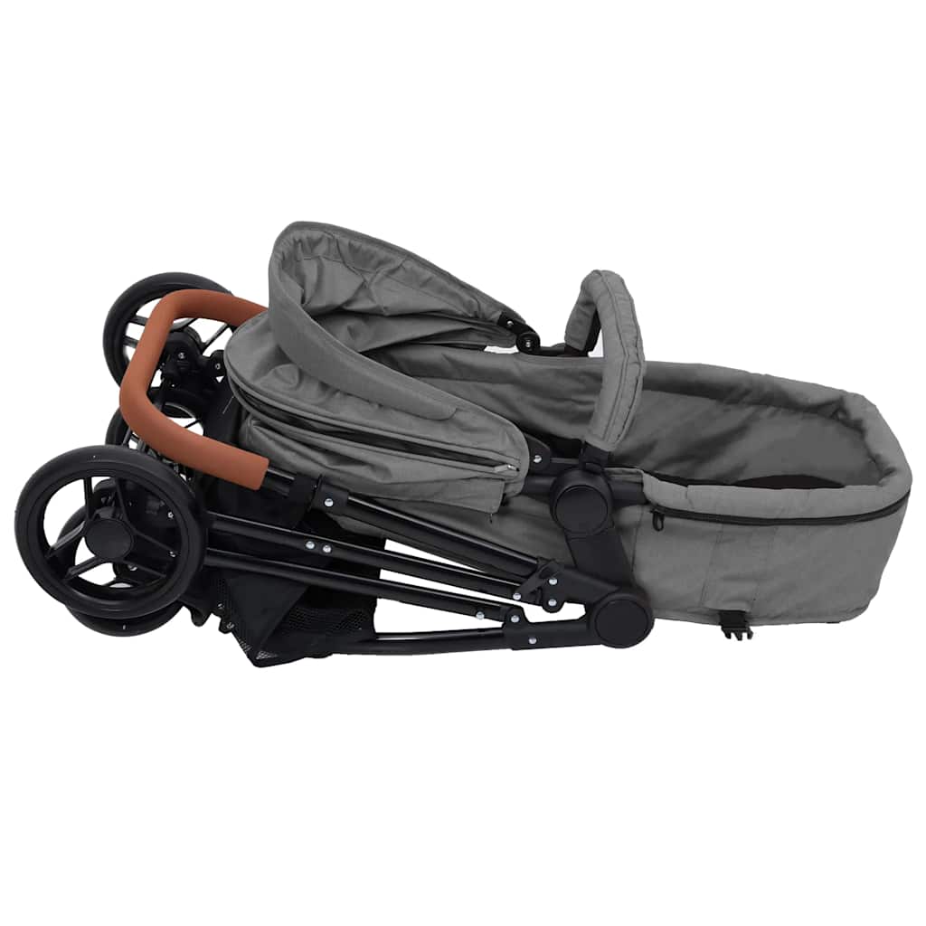 Poussette 2-en-1 Gris clair et Noir Acier