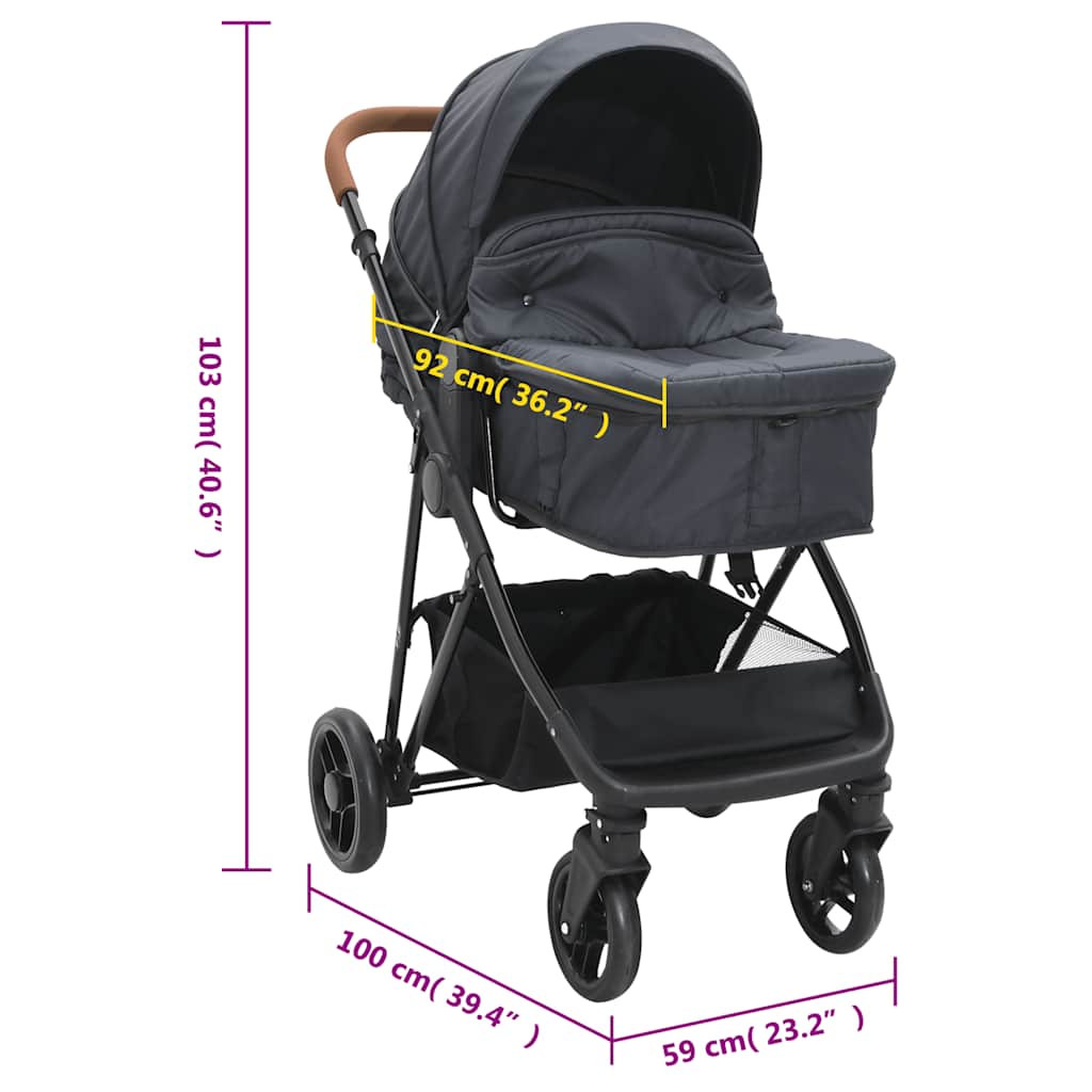 2-in-1 Stroller Anthracite and Black Steel